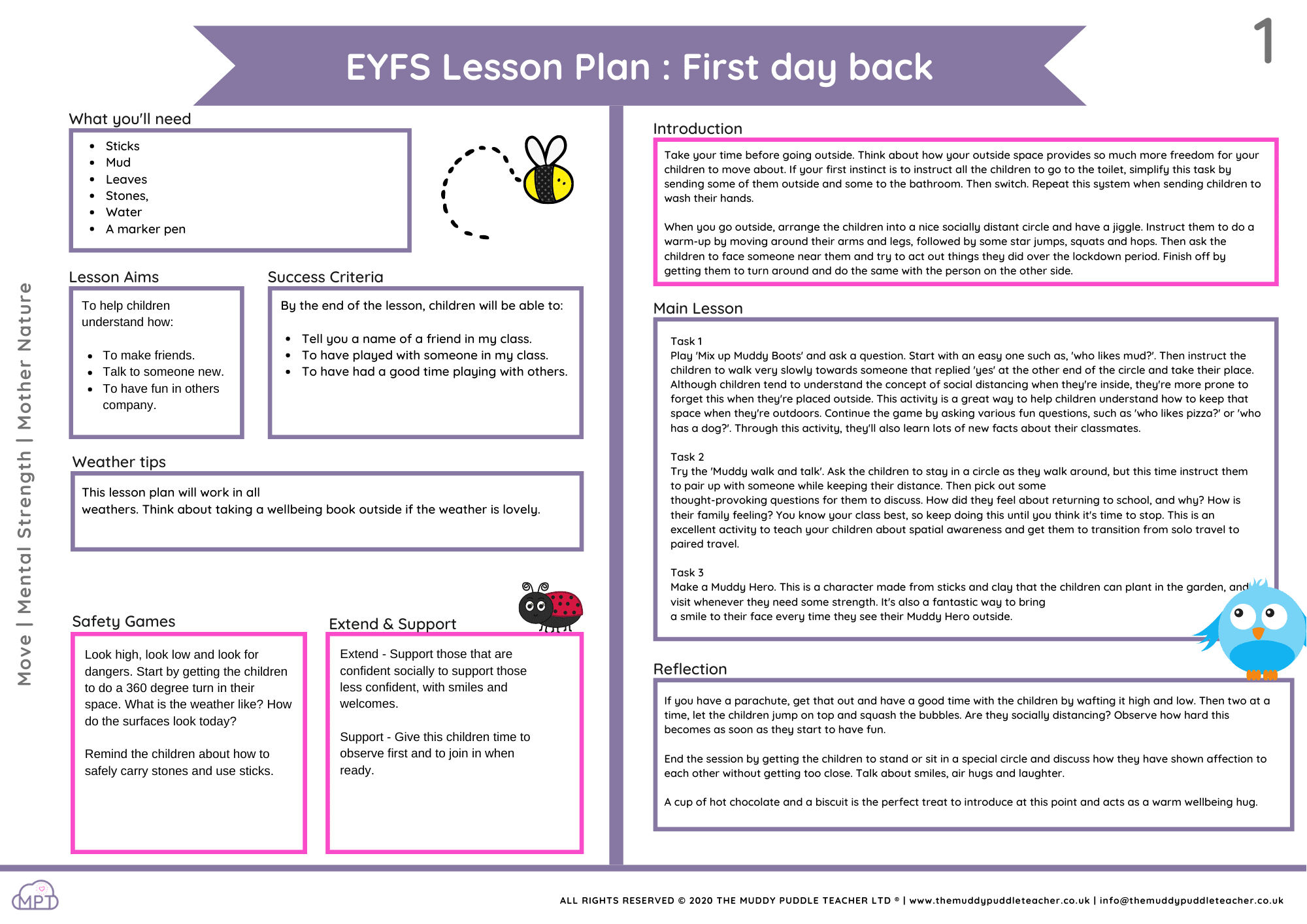 First Day Back Lesson Plan first day back