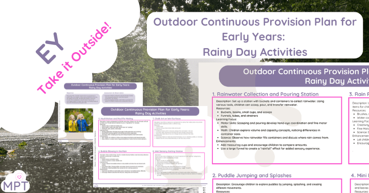 Outdoor Continuous Provision Plan for Early Years: Rainy Day Activities