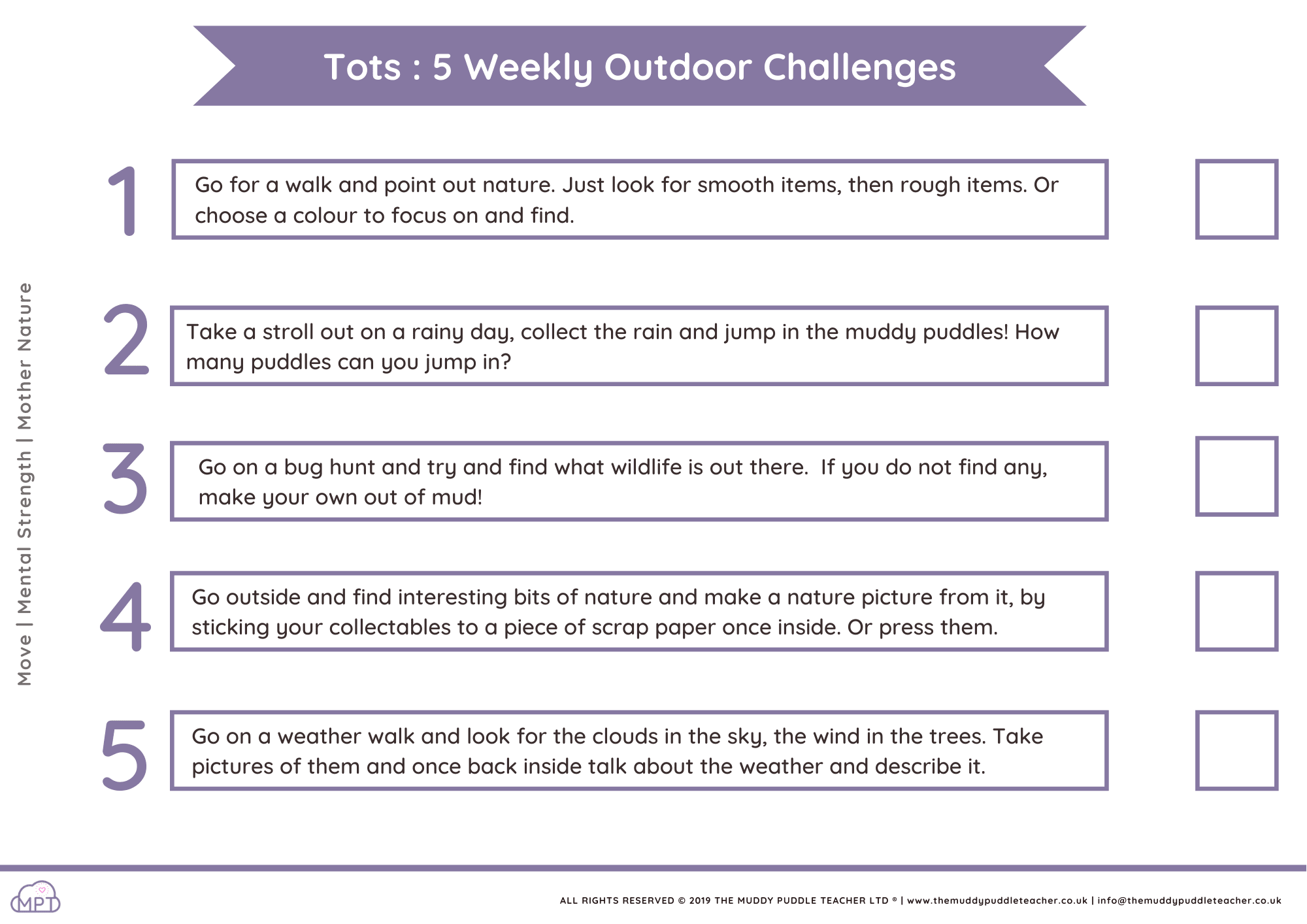 Daily Muddy Challenges outdoor challenges tots