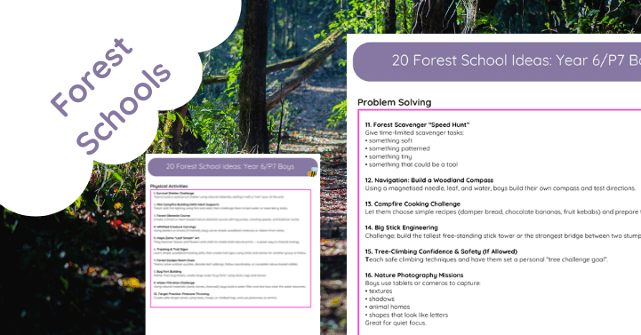 20 Forest School Activities for Year 6 Boys – Activity Pack