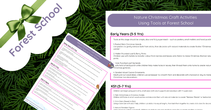 Nature Christmas Craft Activities Using Tools at Forest School Nature Christmas Craft Activities Using Tools at Forest School