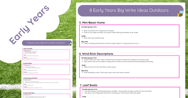 8 Early Years Big Write Ideas Outdoors
