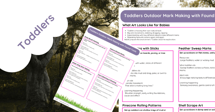 Toddlers Outdoor Art: Mark Making with Found Tools