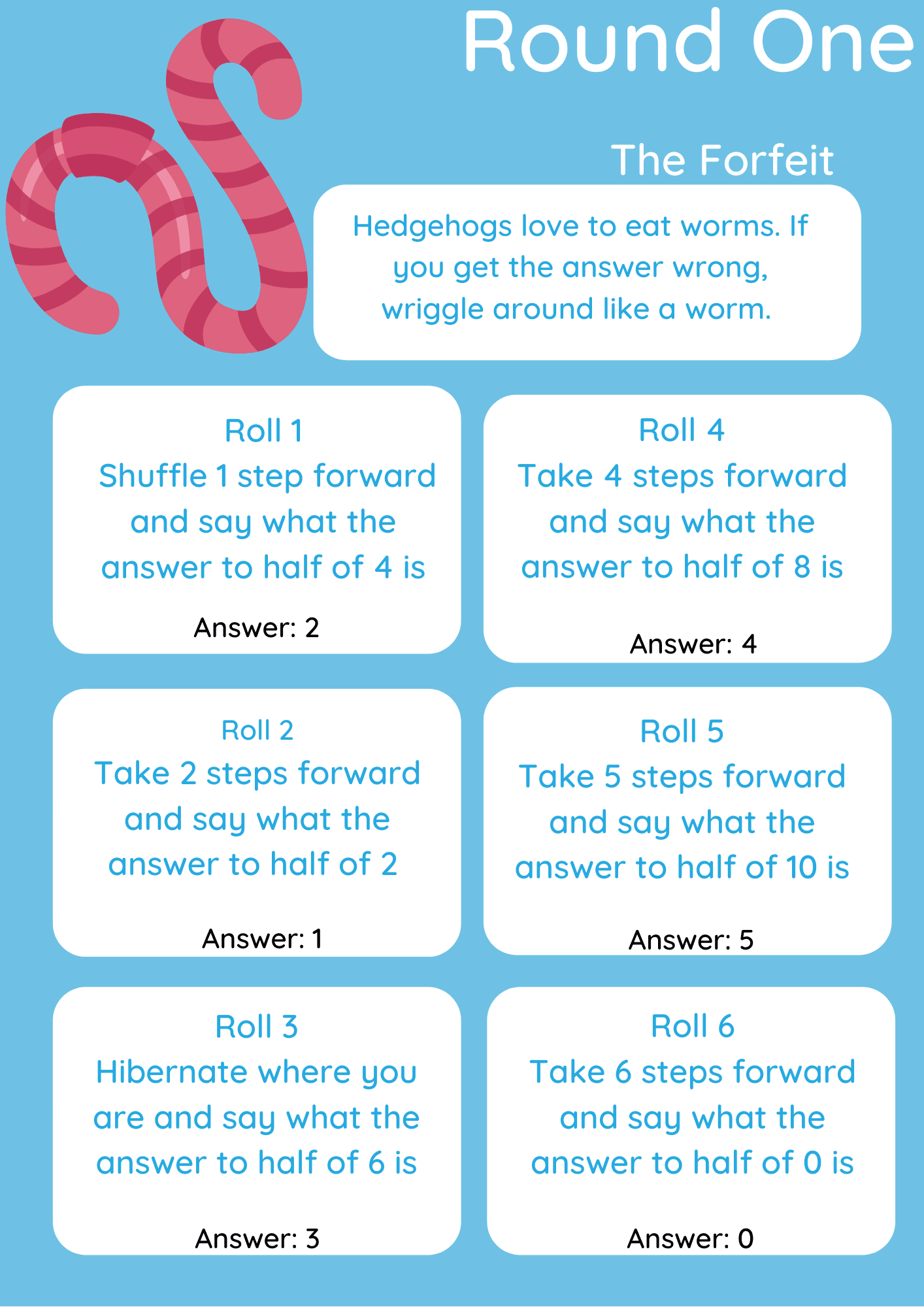 halving numbers to 20