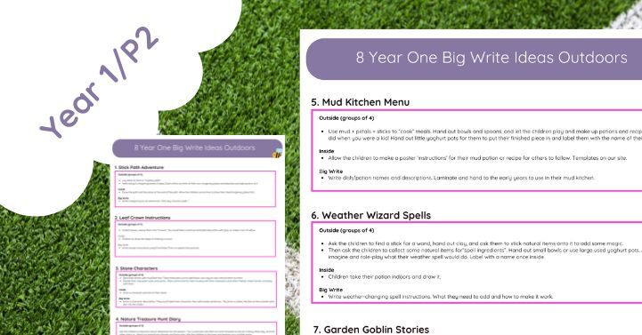8 Year One Big Write Ideas Outdoors