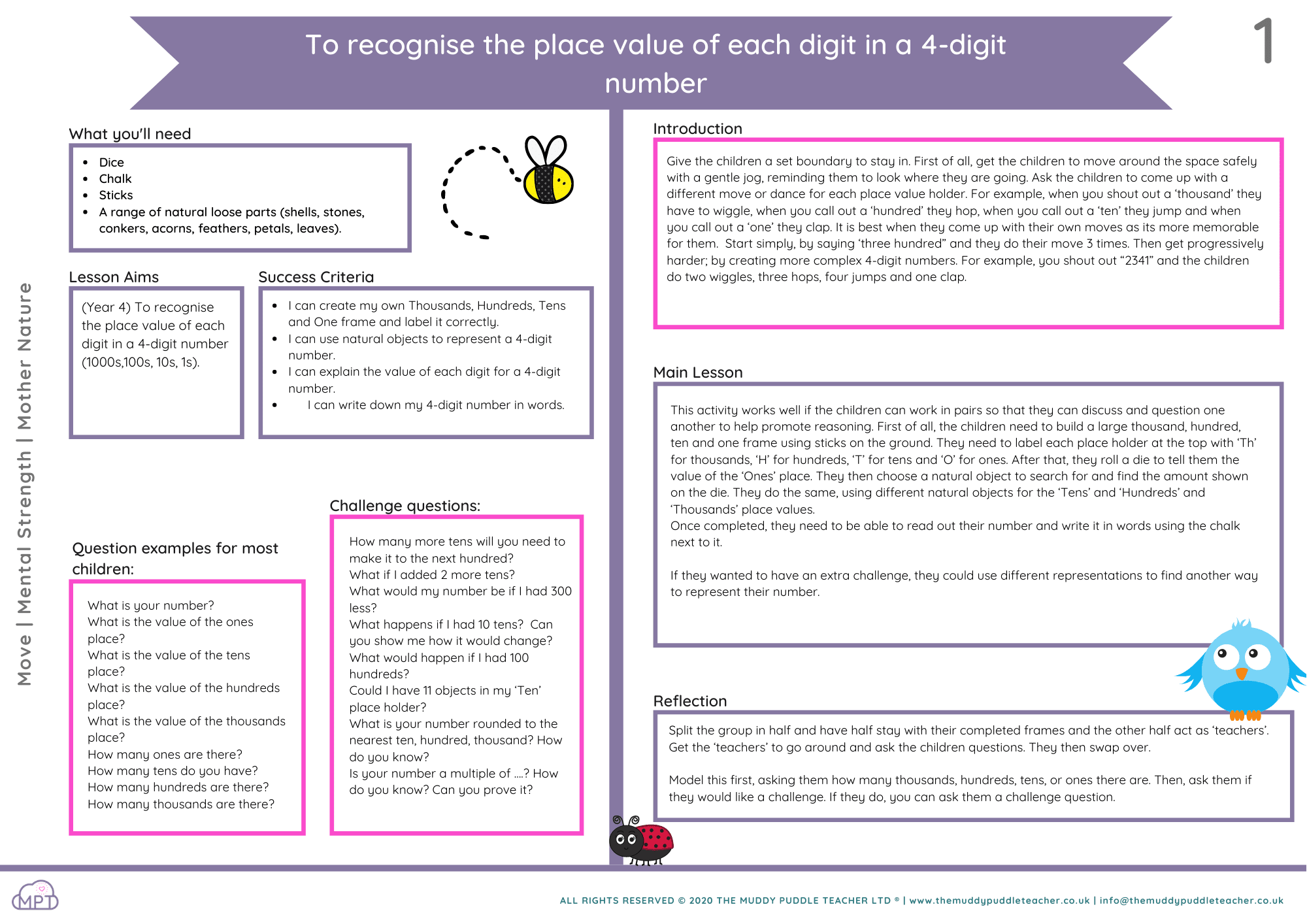 place value of each digit in a 4-digit number place value year 4